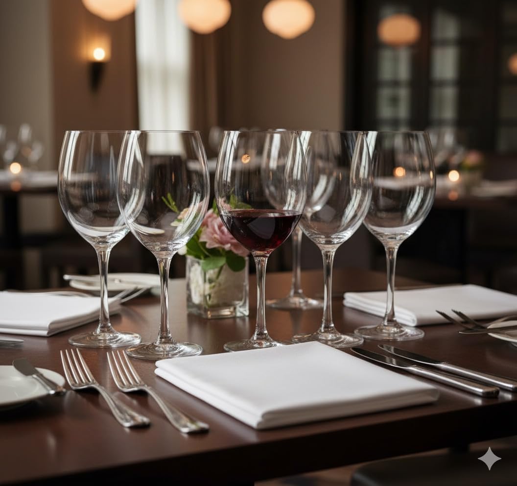 Acense 6X 340ml Red Wine Glasses – Elegant Goblets for Weddings, Christmas, and Parties, Dishwasher Safe