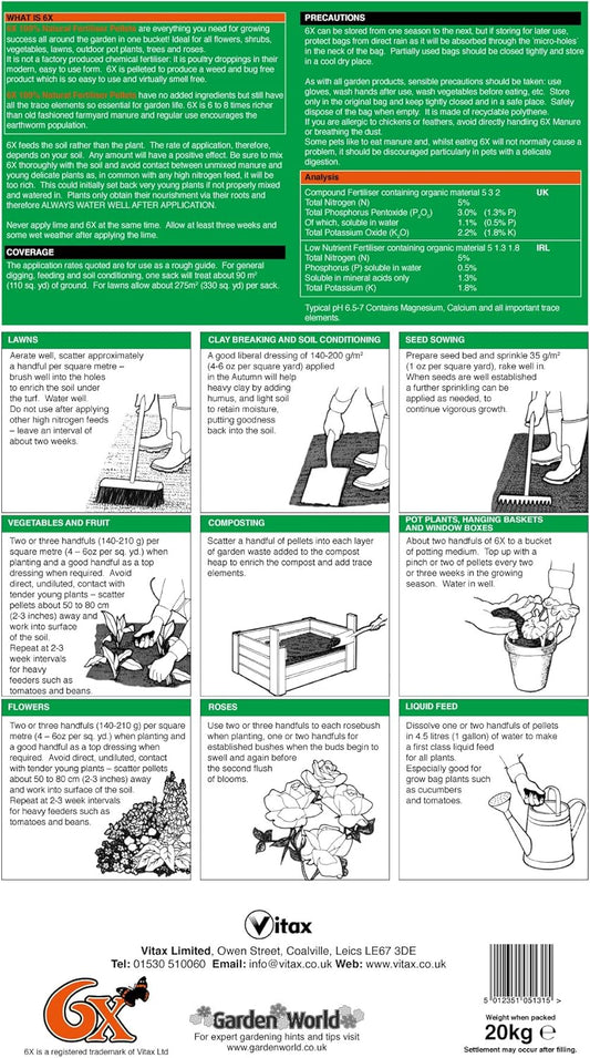 Pelletierter Hühnermist, 6-fach konzentriert. 1 Sack à 20 kg (1 x 20 kg)