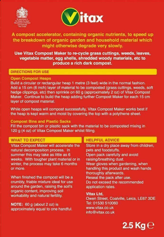 Vitax Komposter, organische Nährstoffe, Beschleuniger für Garten- und Küchenabfälle, 2,5 kg