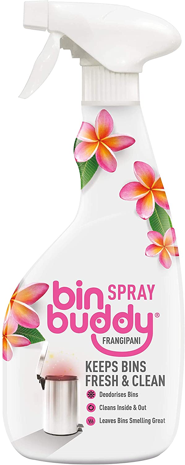 Bin Buddy Mülltonnen-Erfrischungsspray für drinnen und draußen, Frangipani-Duft, blumig-rosa, 500 ml