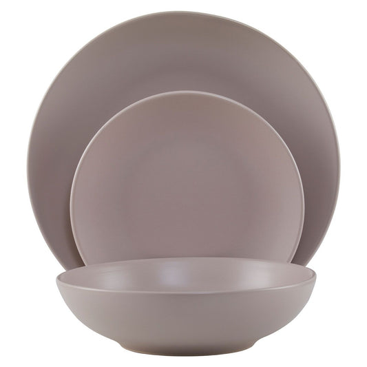 12-teiliges graues Steingut-Essgeschirr