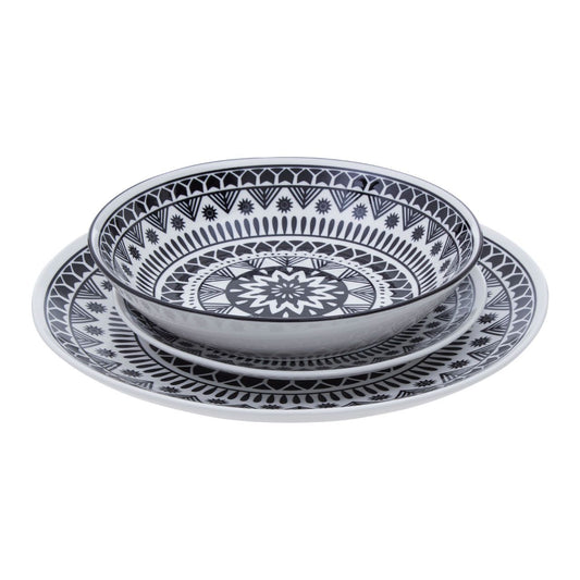 Maya Schwarz-Weiß 12-teiliges Speiseservice