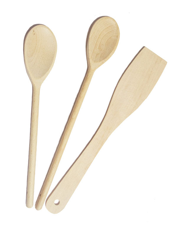 Naturals Küchenhelfer-Set aus Holz – Pfannenwender + 2 Löffel