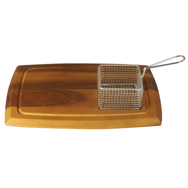 Servierbrett aus Akazienholz mit quadratischer Vertiefung