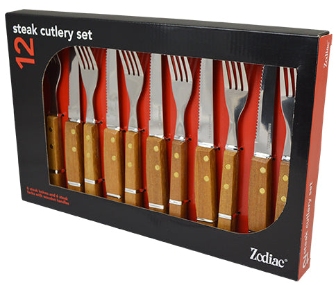 Steakset, 12er-Pack, Holzgriff