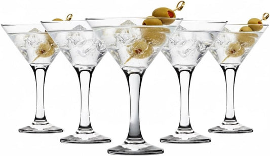 Acense 6X Clear 175ml Misket Martini Glasses Set – Perfect for Espresso, Margarita, Cocktail, Champagne, Gin, & Wine Party Drinks