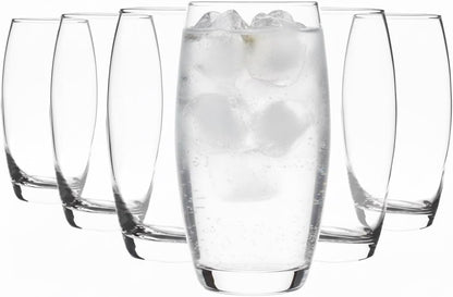 Acense 6X 510ml Clear Empire Highball Glasses – Tall Glasses for Water, Gin, Juice, Cocktails, and More, Dishwasher Safe