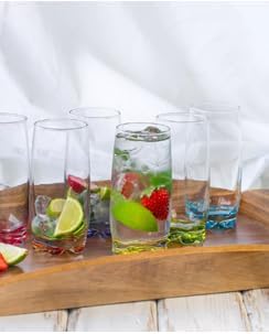Acense 6X 390ml Multicolour Adora Highball Glasses – Tall Glasses for Water, Gin, Juice, Cocktails, and More, Microwave Safe