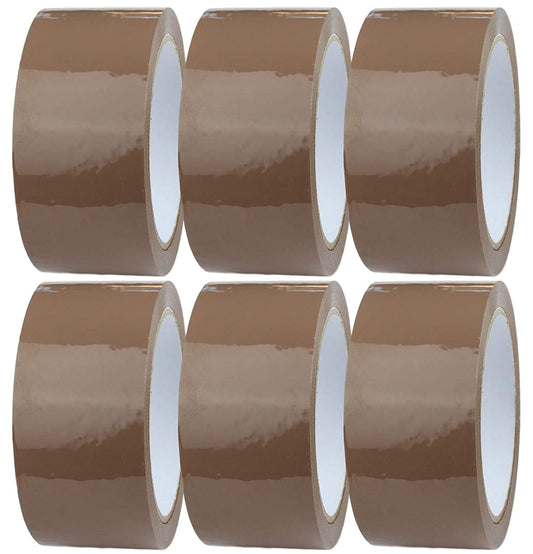 Packaging Brown Tape Pack of 6 Rolls, 50mm x 50m Heavy-Duty Parcel Tape with Reliable Sticky Sea