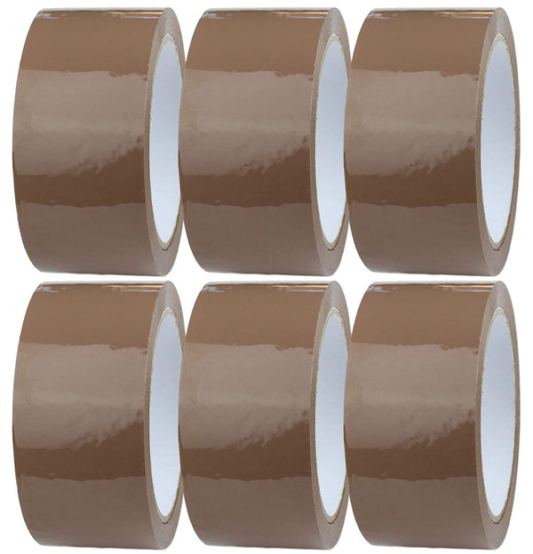 Packaging Brown Tape Pack of 6 Rolls, 50mm x 50m Heavy-Duty Parcel Tape with Reliable Sticky Sea