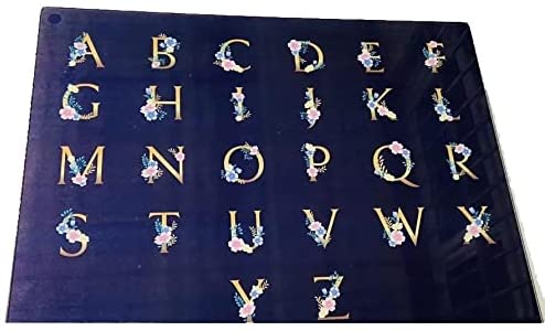 Acense Arbeitsplattenschoner aus gehärtetem Glas, Sicherheitsglas, glatte Kanten, abgerundete Ecken, 40 cm x 30 cm, Design: Alphabete, Schneidebrett 