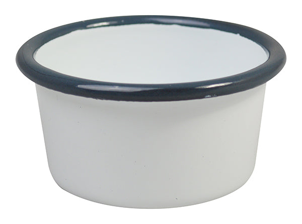 Enamel Ramekin 9cm 3.5in - Grey Rim