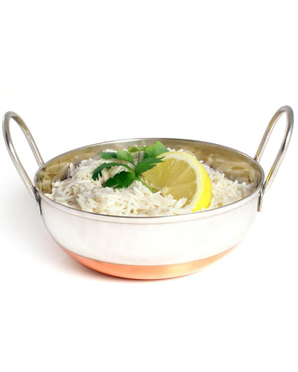Balti-Schale, Edelstahl, Kupferfuß, 20 cm, 32 oz