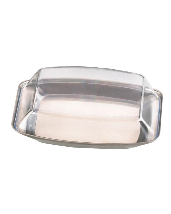 Butter Dish Stainless Steel With Clear Plastic Lid