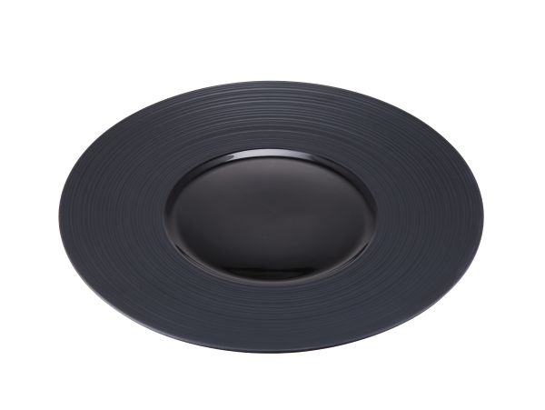 Contra Ribbed Black Round Plate 26cm