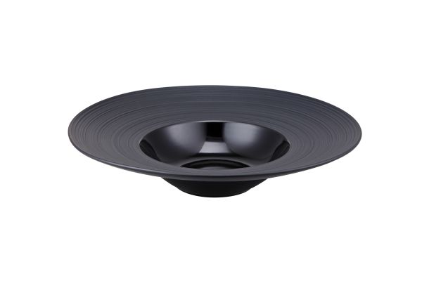 Contra gerippte schwarze runde Pastaschüssel 23 cm