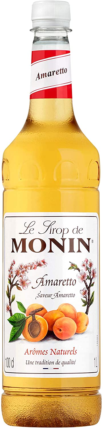 Monin 1L Sirup, verschiedene Geschmacksrichtungen für Kaffee und Cocktails – Amaretto 