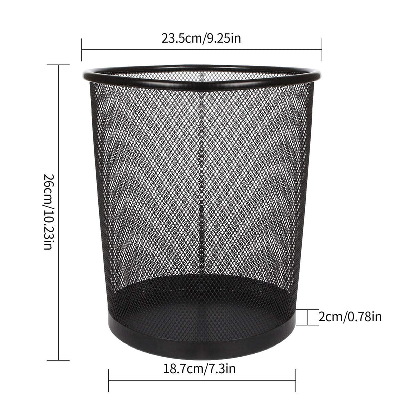 Acense 3 Pack Circular Mesh Wastebasket Trash Can, Waste Basket Garbage Can Bin for Bathrooms, Kitchens, Home Offices,(BLACK)