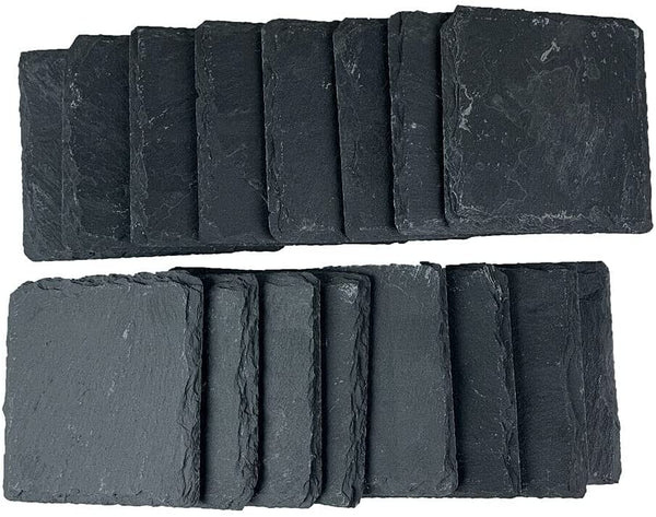 Acense Natural Slate Square Coasters Set [48 Pieces], Bulk Deal, Drinks Coasters, Material: Natural Dark Slate Stone, Multi-Purpose, Scratch-Protector, Stain-Protector, Stylish, Unique