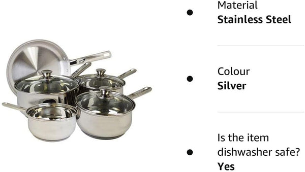 Acense Cookware Set, compatible with all worktops; glass, electric, induction and gas