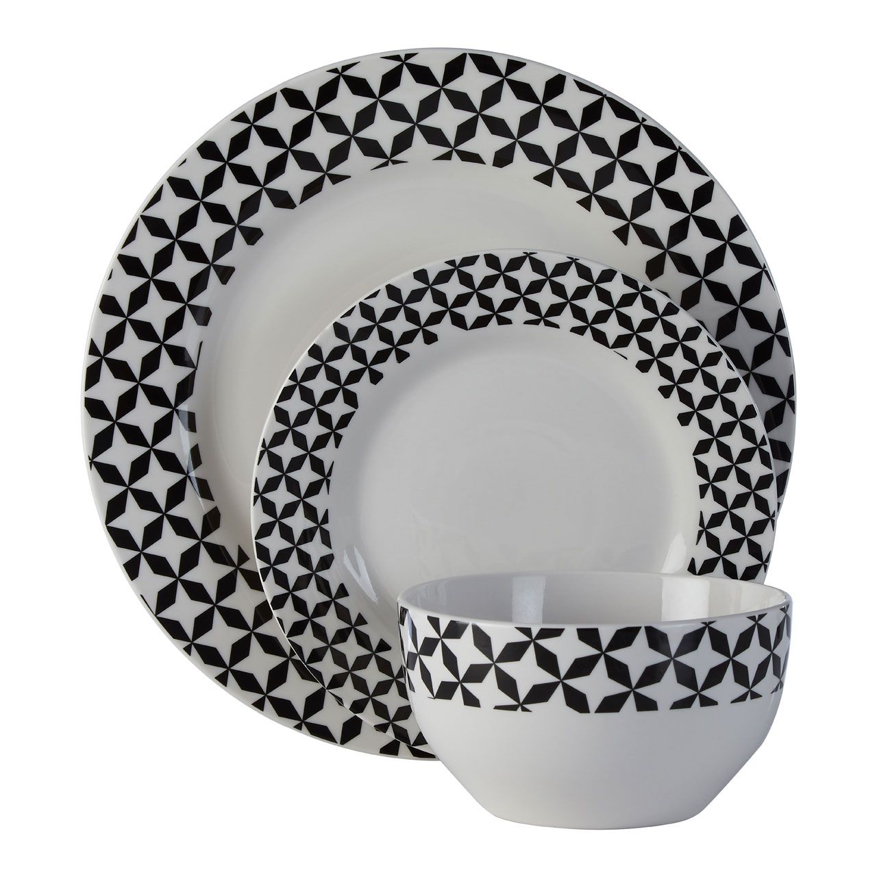 Avie 12-teiliges Porzellan-Windmühlen-Essgeschirr