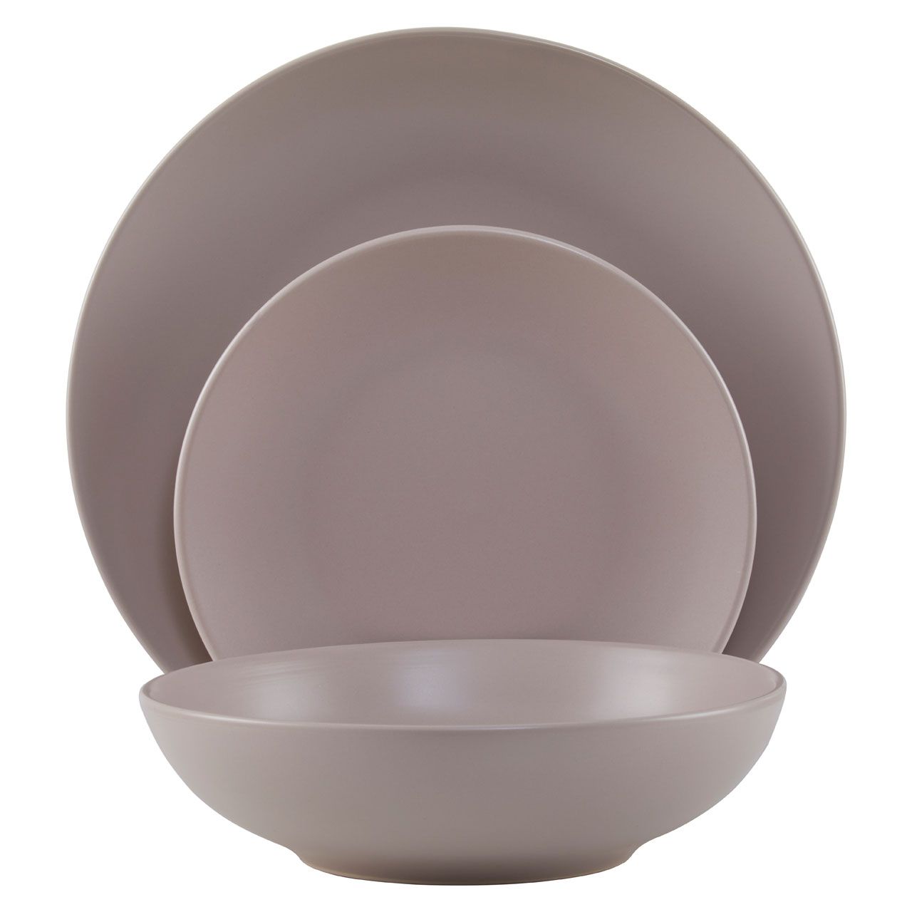 12-teiliges graues Steingut-Essgeschirr