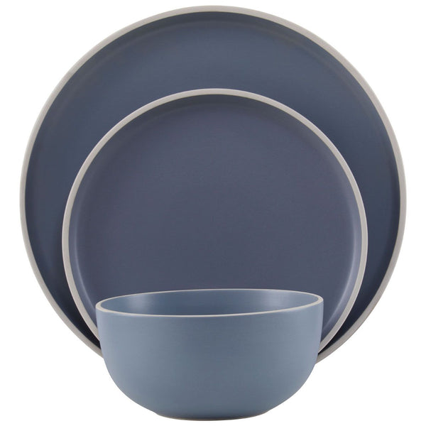 12 Piece Blue Stoneware Dinner Set