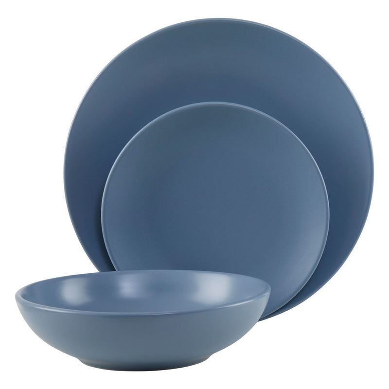 12 Piece Blue Stoneware Dinner Set