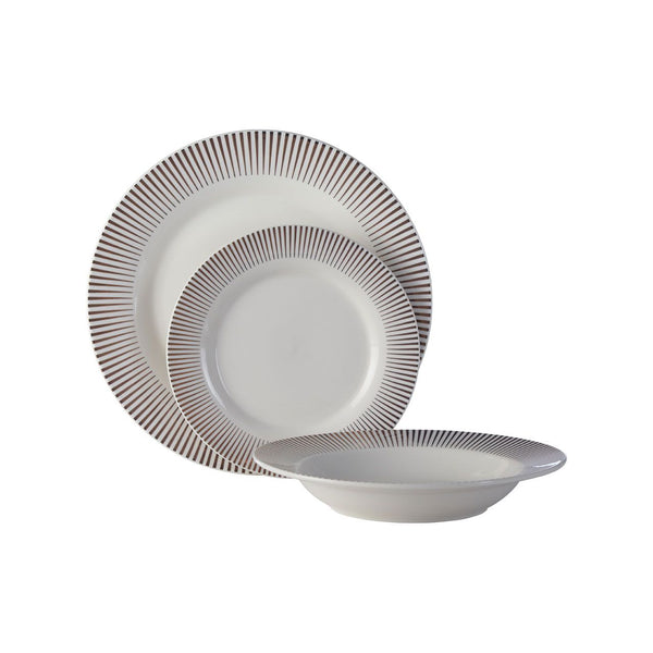 Avie 12 Piece Spoke Porcelain Dinner Set