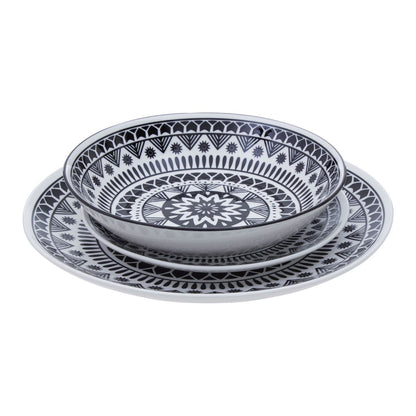 Maya Schwarz-Weiß 12-teiliges Speiseservice