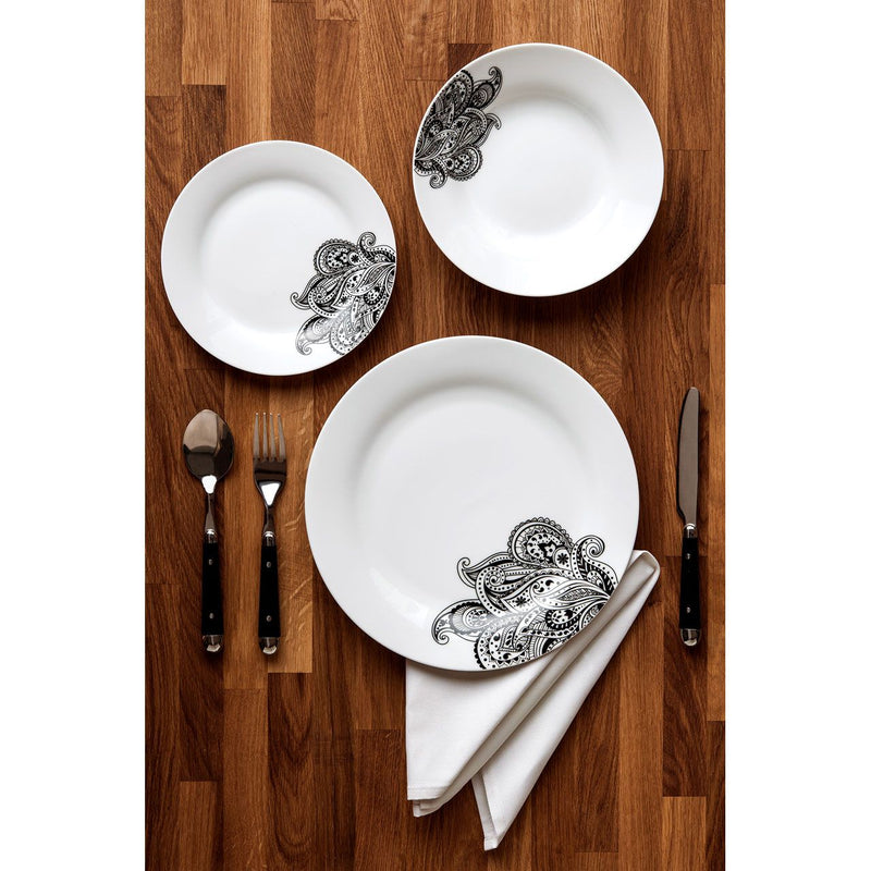 Avie Black 12 Piece Prince Dinner Set