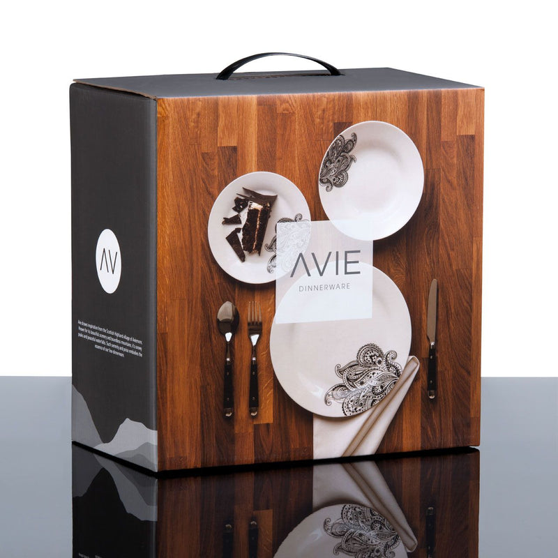 Avie Black 12 Piece Prince Dinner Set