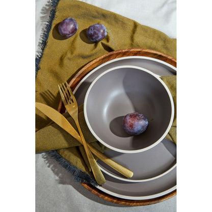 12 Piece Brown Stoneware Dinner Set