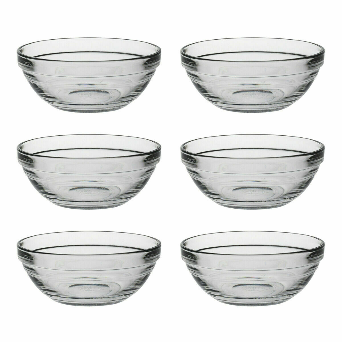 Duralex 6er-Set Lys Runde Stapelschüsseln, 12 cm Servierschüssel aus Glas 