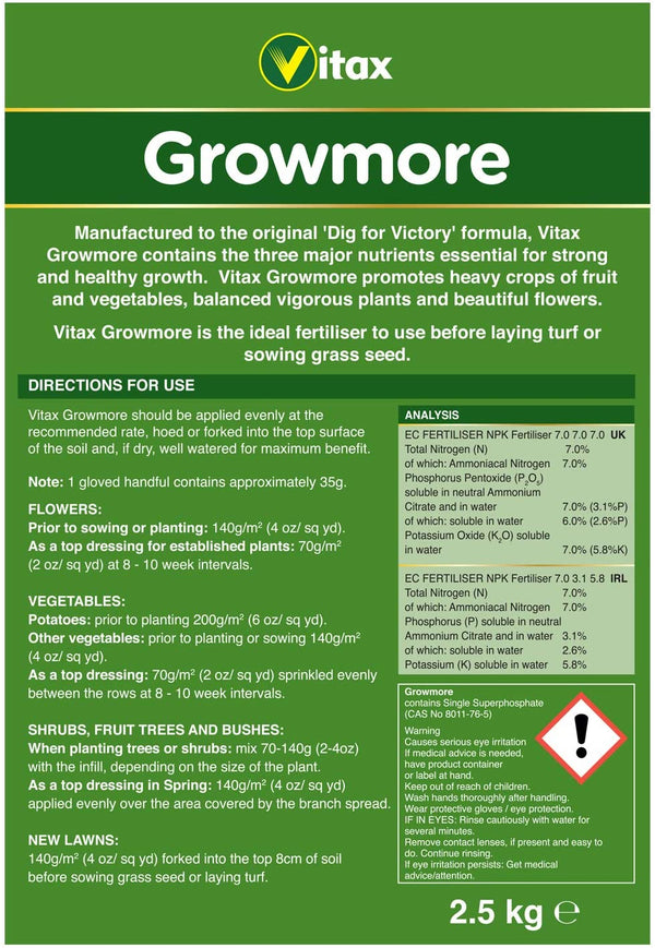 Vitax Growmore 2.5KG Box Plant Food Feed General Purpose Nutrients Fertiliser