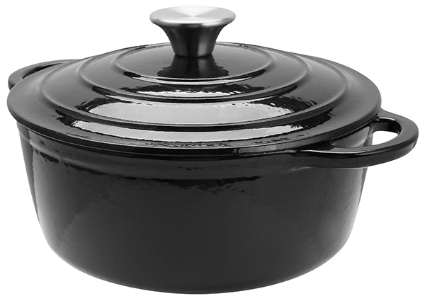 Black Cast Iron Round Casserole 21x10cm-2.5ltr