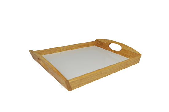 Naturals Wooden Tray With Oval Hole Handle
