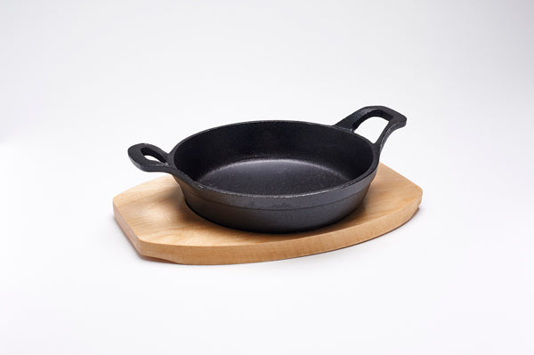 Cast Iron Sizzle Dish + Trivet Round 15cm