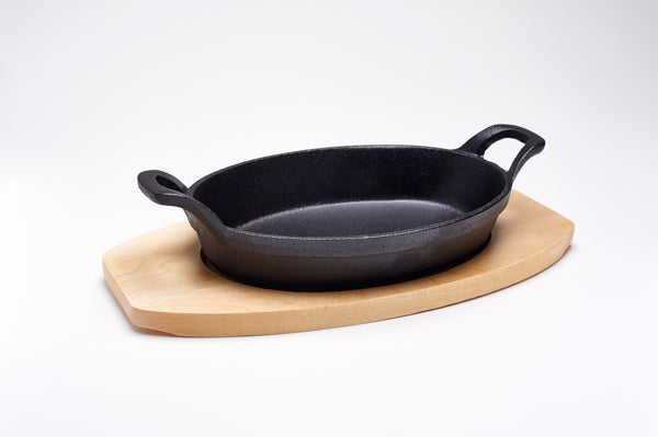 Cast Iron Sizzle Dish + Trivet Oval 21 X 15cm