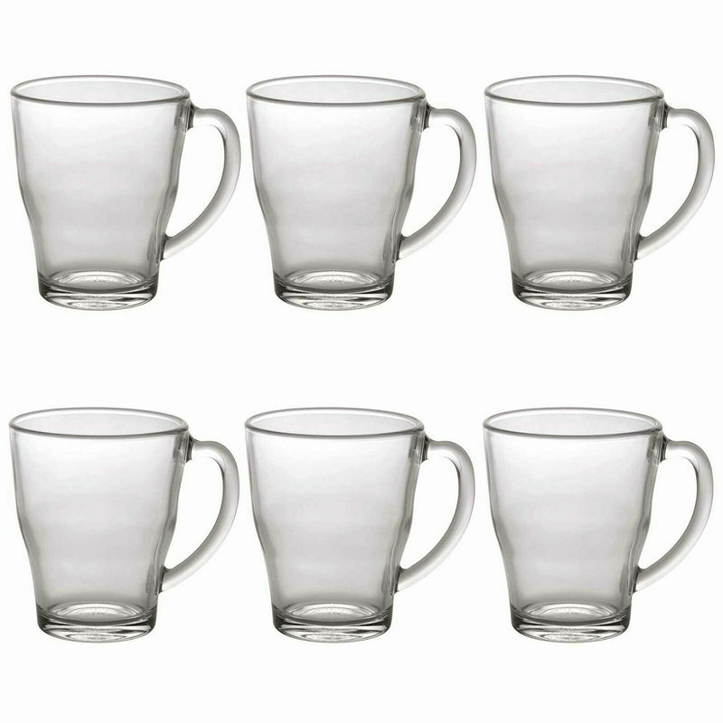 Duralex Cosy Glass Latte Coffee Mugs Cups for Tea Hot Drinks 350ml x 6