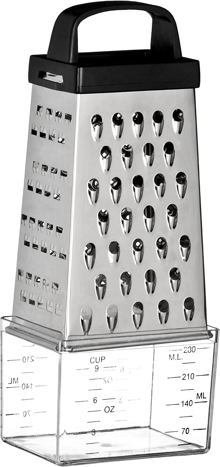 Premier Housewares 511238 Zesterreibe, 4-seitige Käsereibe, Reibe für die Küche, Knoblauchreibe mit schwarzem Griff, Zitronenreibe mit Griff, 22 x 9 x 7 