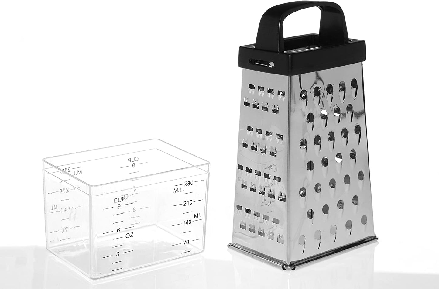 Premier Housewares 511238 Zesterreibe, 4-seitige Käsereibe, Reibe für die Küche, Knoblauchreibe mit schwarzem Griff, Zitronenreibe mit Griff, 22 x 9 x 7 