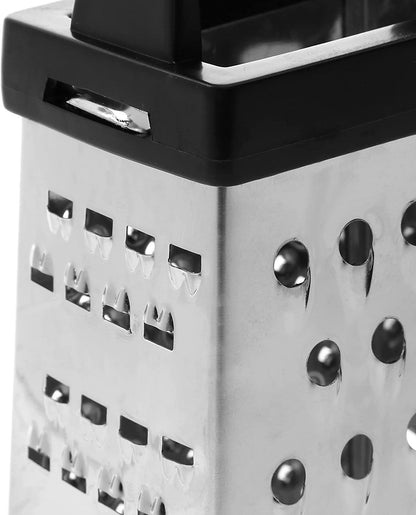 Premier Housewares 511238 Zesterreibe, 4-seitige Käsereibe, Reibe für die Küche, Knoblauchreibe mit schwarzem Griff, Zitronenreibe mit Griff, 22 x 9 x 7 