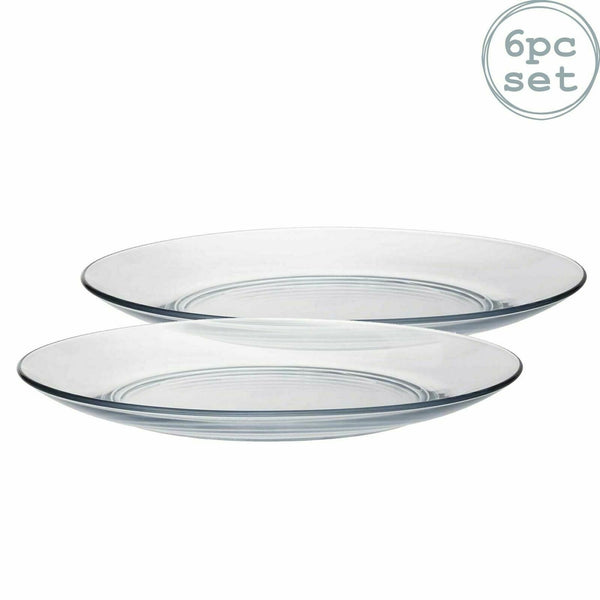Duralex Lys Glass Dinner Plates Tempered Glass 235mm (9") x6