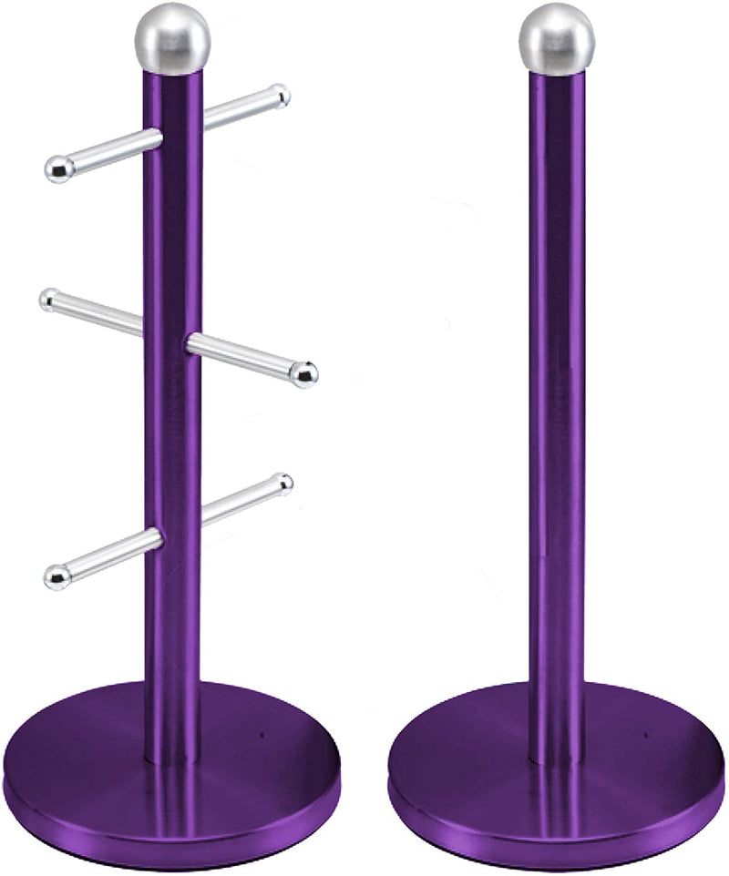 Acense Mug Tree & Roll Holder Stand Set (Amethyst)