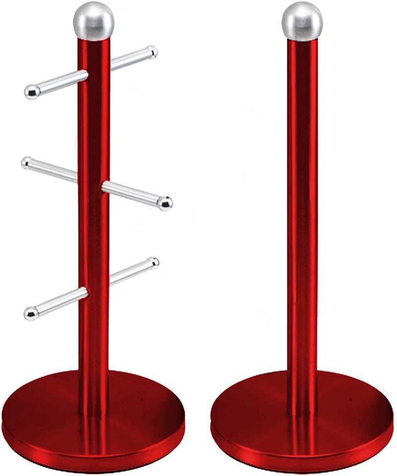 Acense Mug Tree & Roll Holder Stand Set (Ruby)