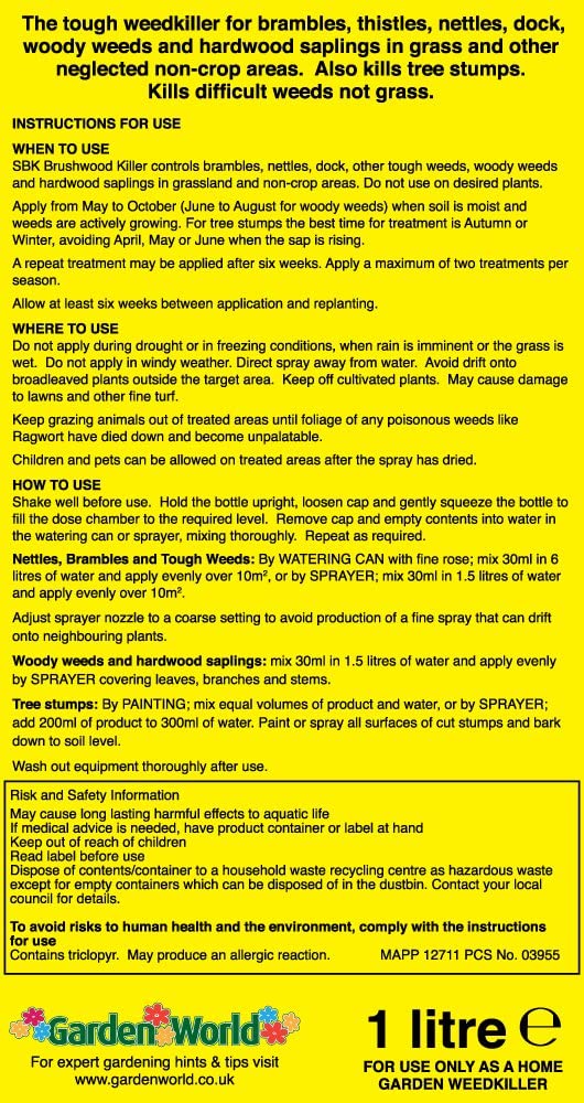 Vitax SBK 1L Buschholzvernichter, hartnäckiges Unkrautvernichtungsmittel