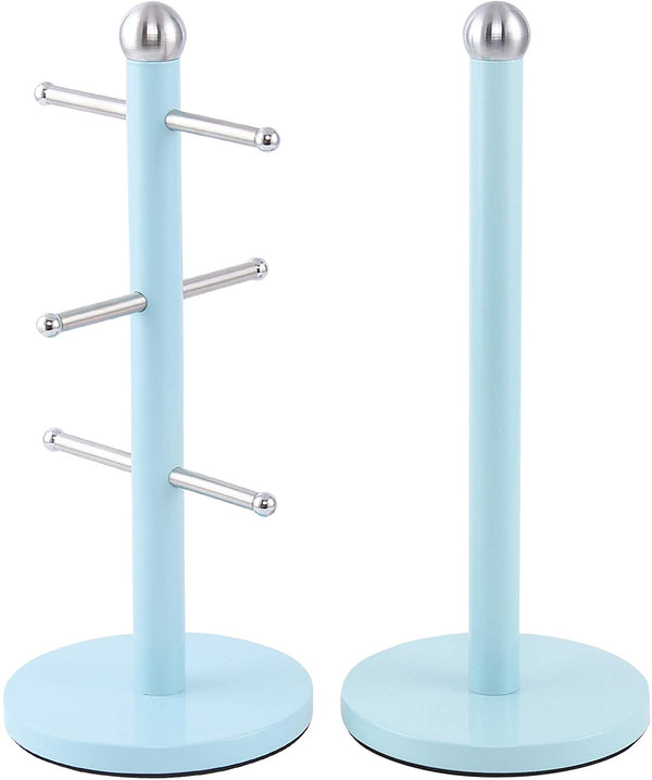 Acense Mug Tree and Kitchen Roll Holder Stand Set (Skyline)